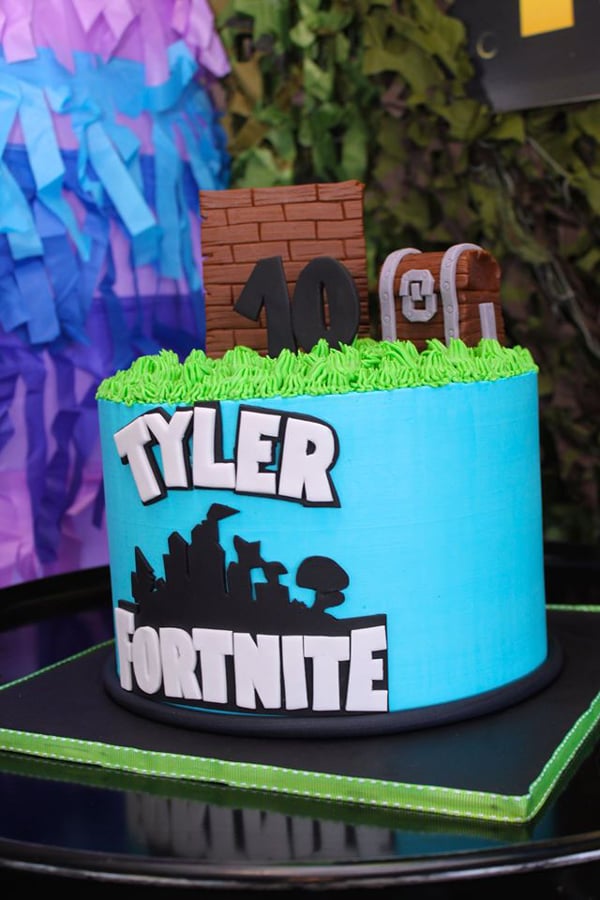 Blue Fortnite Birthday Cake