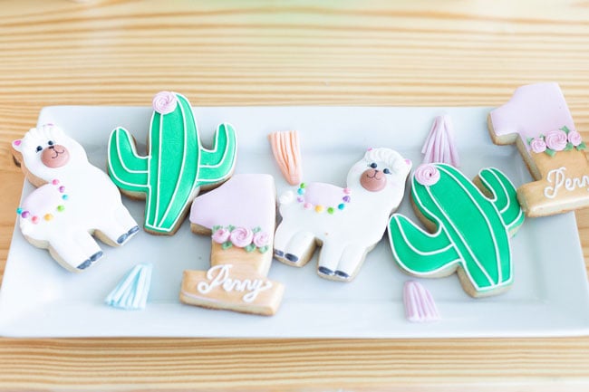 Llama, Cactus and One Cookies For 1st Birthday Party