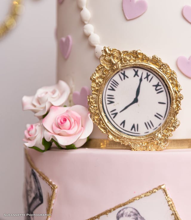 Clock Detail on Alice In Wonderland Cake