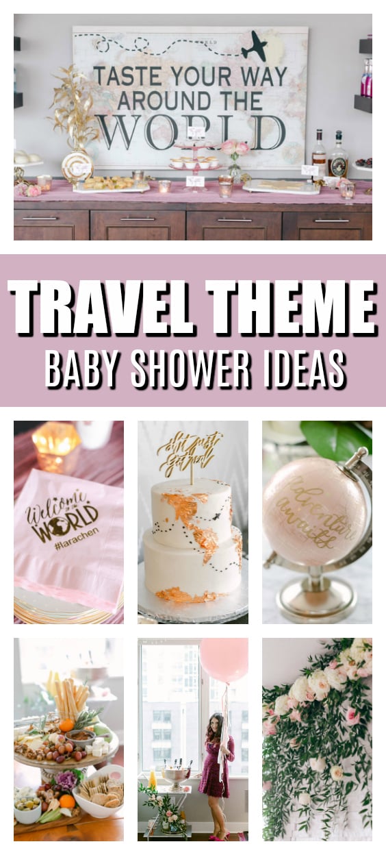 Around the World Travel Theme Baby Shower on Pretty My Party
