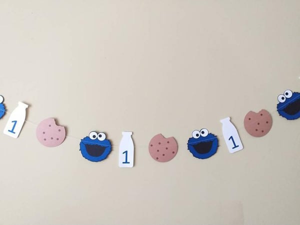 Cookie Monster Cookies and Milk Banner