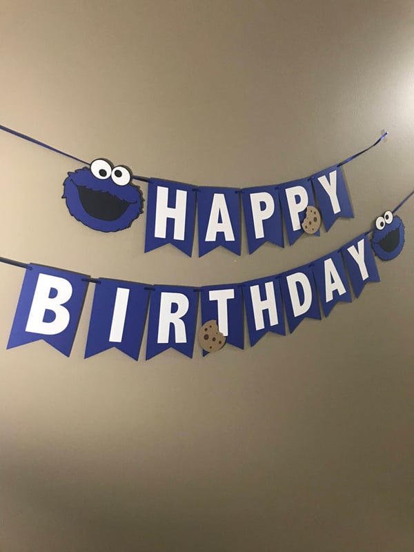 Cookie Monster Happy Birthday Banner
