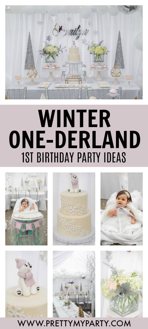 Girls Winter ONEderland First Birthday on Pretty My Party