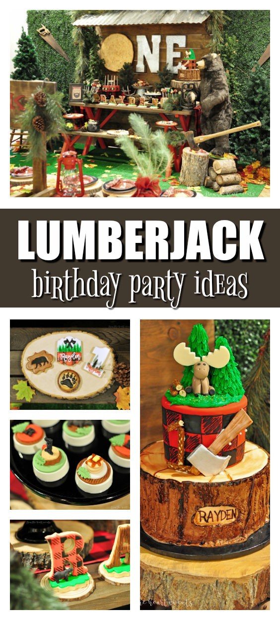 Lumberjack 1st Birthday Party on Pretty My Party