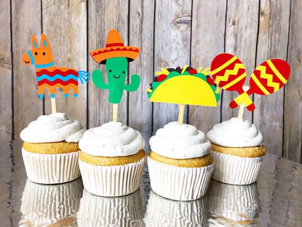 Mexican Themed 1st Birthday Cupcake Toppers