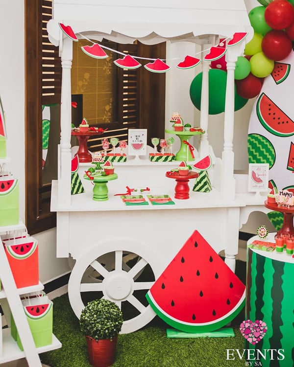 Watermelon party dessert cart
