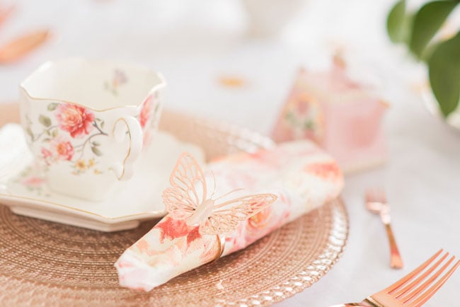 Floral and Butterfly Place Settings for Tea Party