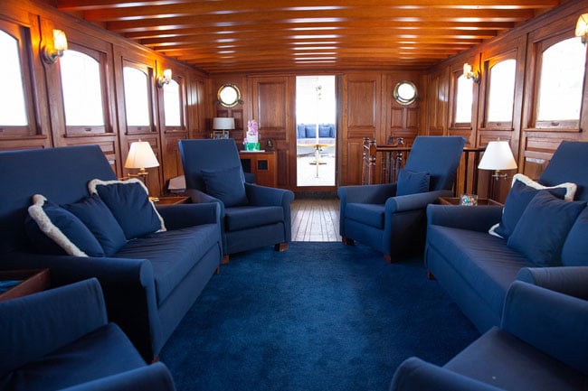 Inside of the yacht