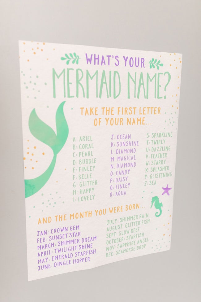 What's Your Mermaid Name Party Game