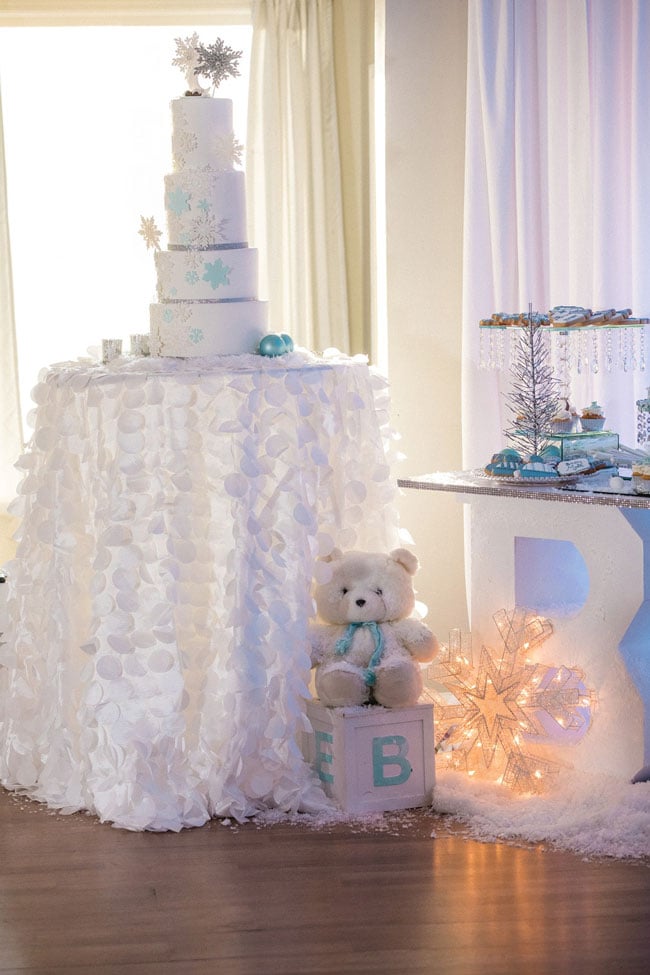 Winter Wonderland Baby Shower Cake Table