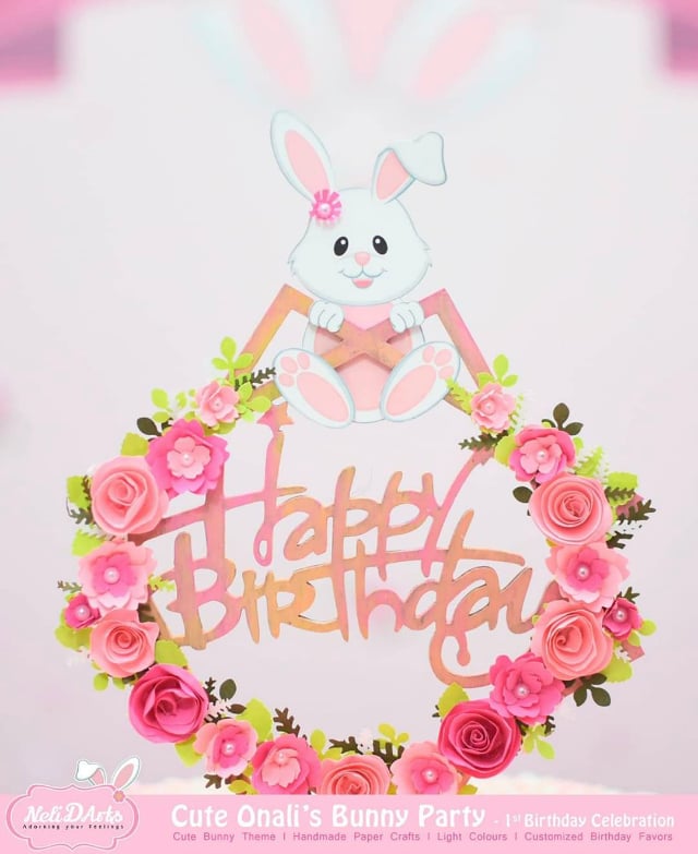 Happy Birthday Bunny Cake Topper