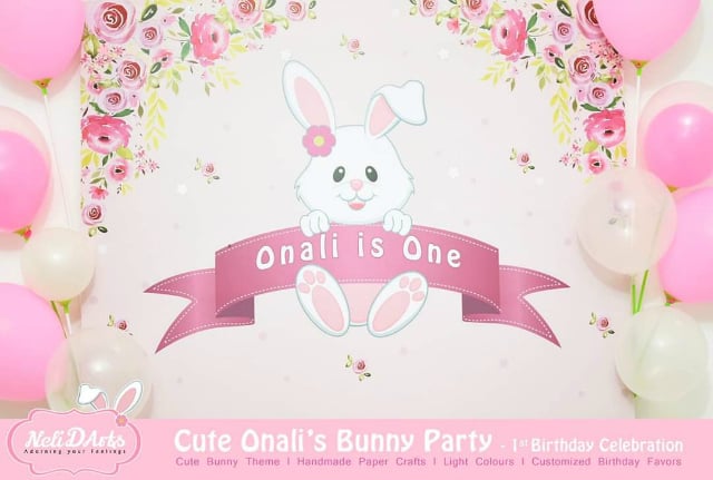 Personalized Bunny Party Backdrop