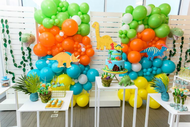 Colorful Dino Party Backdrop