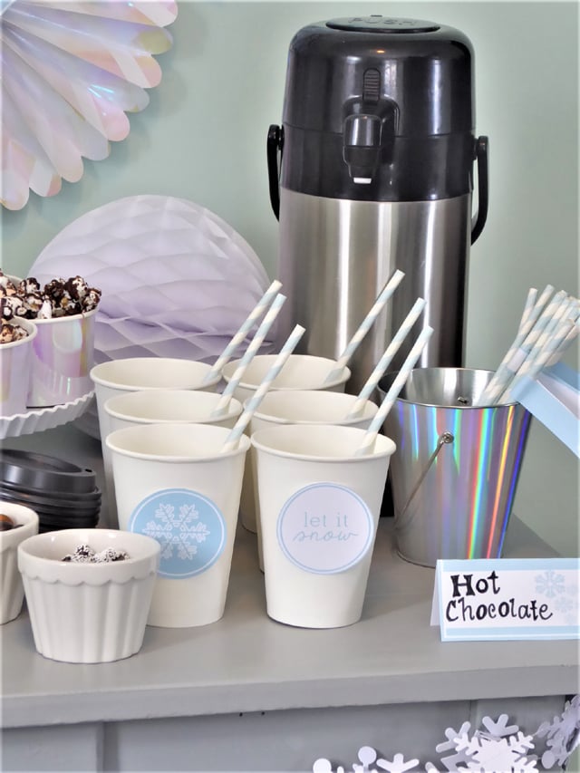 Hot Chocolate Cups With Let It Snow Printables