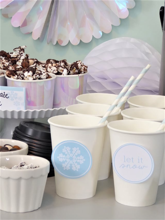 Hot Chocolate Cups With Let It Snow Printables