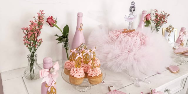 Ballerina Birthday Cake and Cupcakes