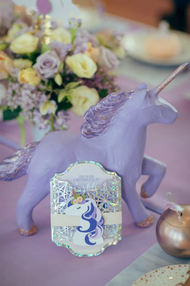 Purple Unicorn Birthday Invitation