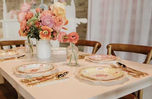 Tea Party Table Floral Decor