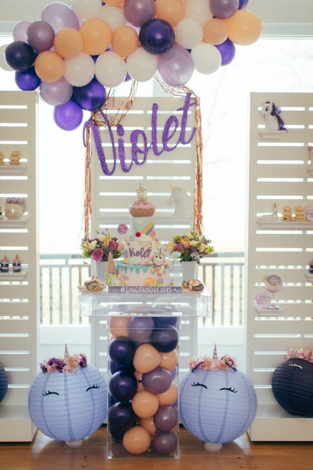 Purple Unicorn Cake Table