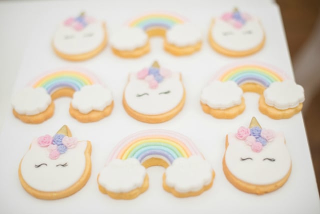 Pastel Unicorn and Rainbow Cookies