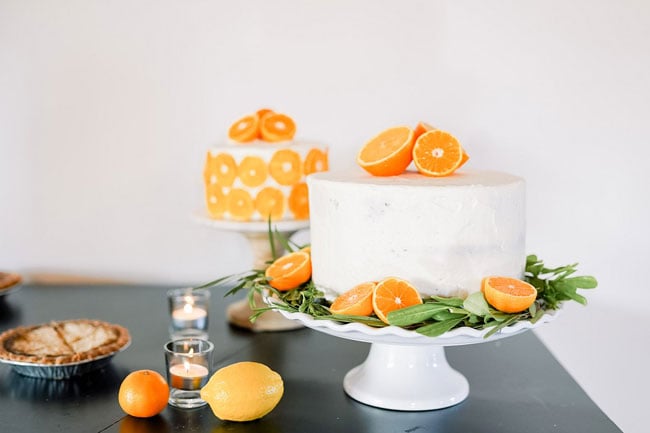 Orange and Navy Baby Shower Cakes With Orange Slices