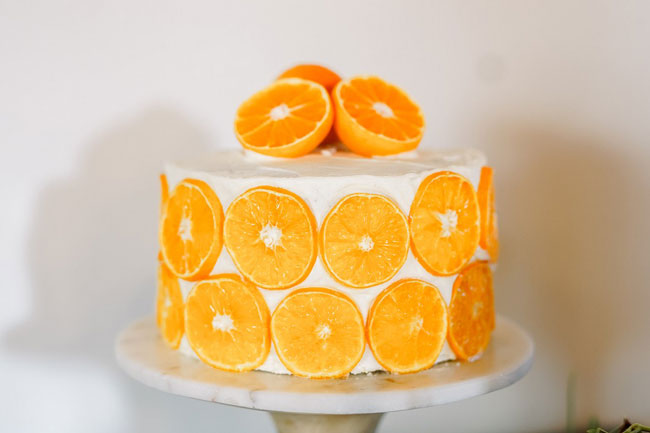 Citrus Baby Shower Cake With Orange Slices