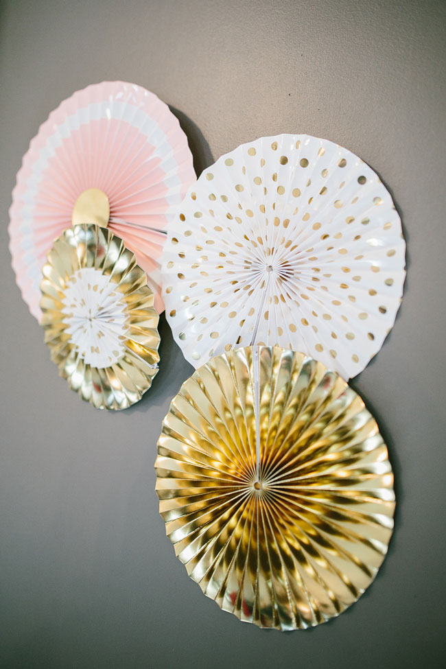 Pink and Gold Paper Rosette Party Decorations
