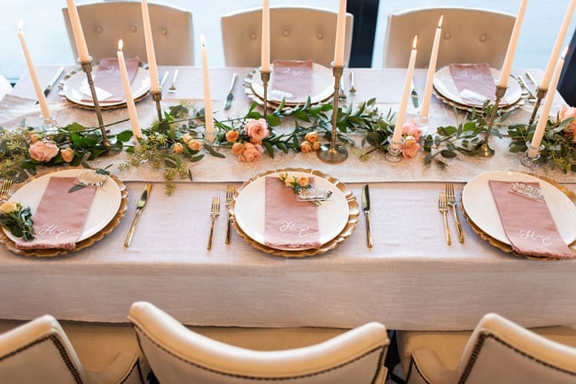 Gold and Punk Engagement Party Table Decor