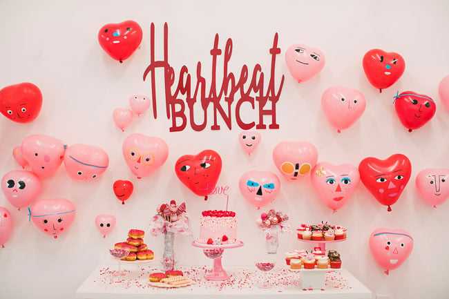 Heart Themed Valentine's Day Party Dessert Table