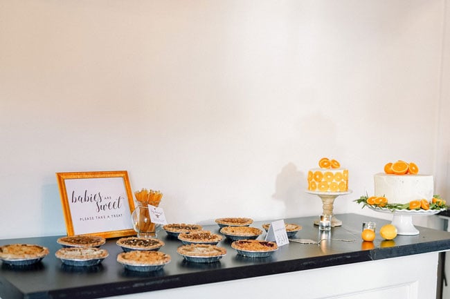 Orange and Navy Baby Shower Sweets Table