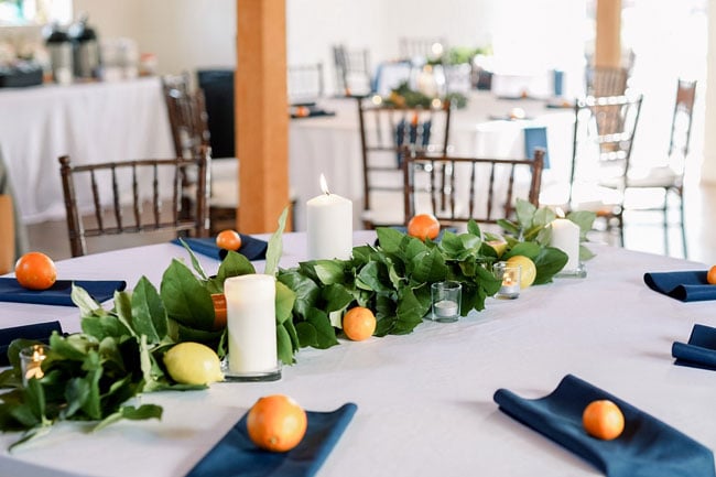 Orange and Navy Baby Shower Table