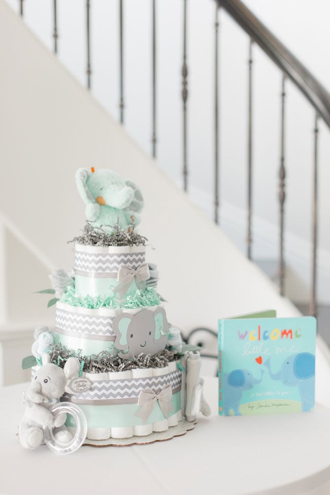 Whimsical Elephant Themed Baby Shower Diaper Cake