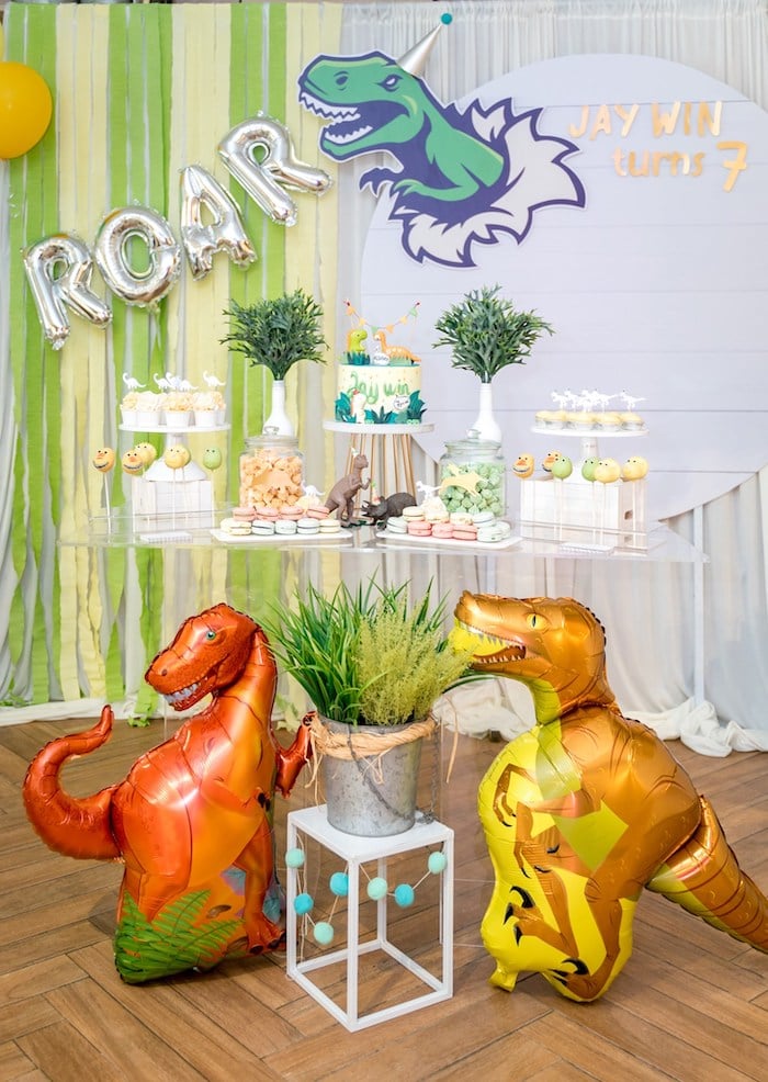 Dinosaur Themed Birthday Party Dessert Table