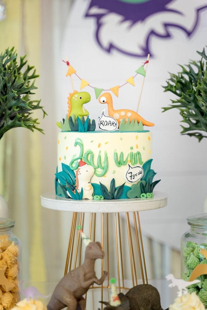 Dinosaur Themed Birthday Party Cake
