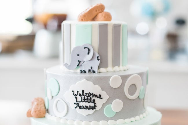 Whimsical Elephant Themed Baby Shower Cake