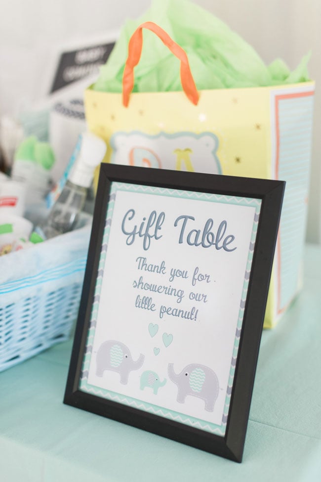 Whimsical Elephant Themed Baby Shower Gift Table Sign