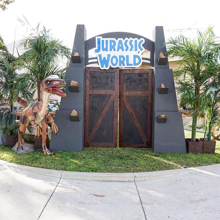 Jurassic World Entrance Gates and Dinosaur