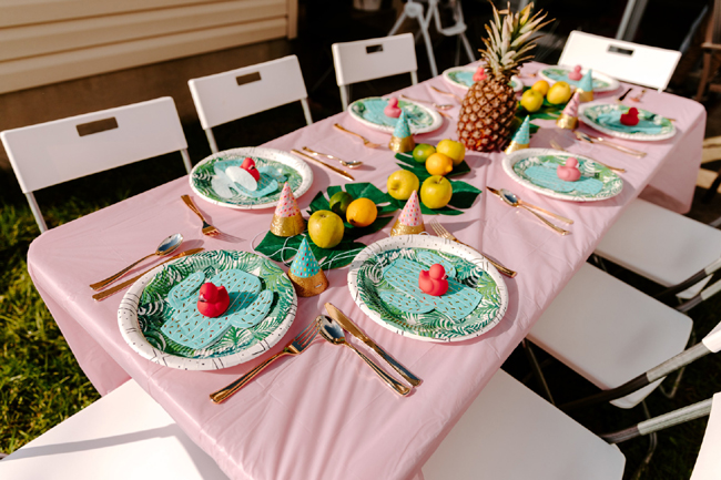 Tropical Tutti Frutti Flamingle Party Table