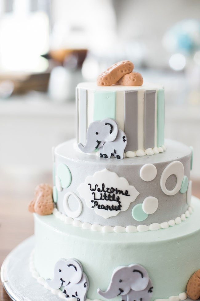 Whimsical Elephant Themed Baby Shower Cake