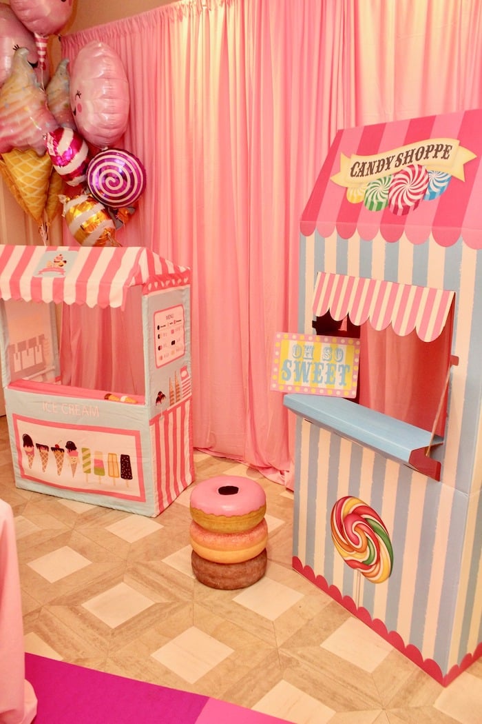 Whimsical Candyland Birthday Party Candy Shoppe and Ice Cream Stands