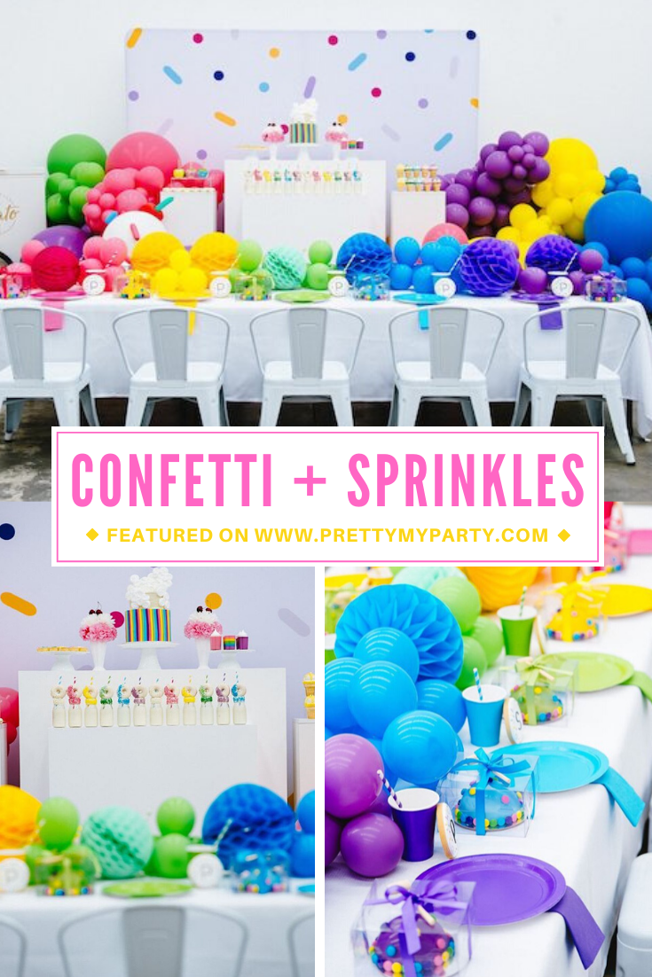 Rainbow Sprinkles and Confetti Birthday Party on Pretty My Party