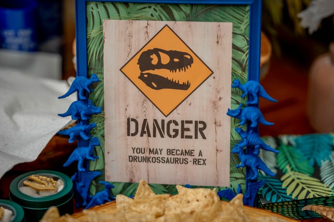 Dinosaur Birthday Party Danger Sign