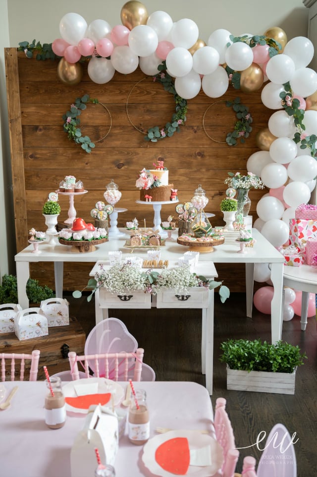 Enchanted Forest 1st Birthday Dessert Table