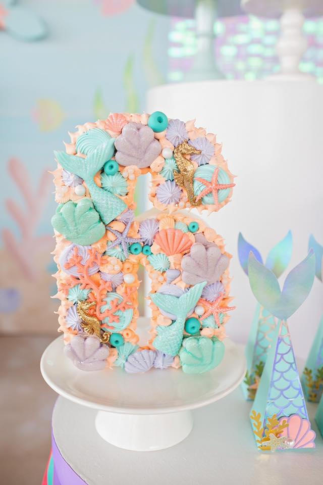 Pastel Mermaid Number 6 Cookie Cake