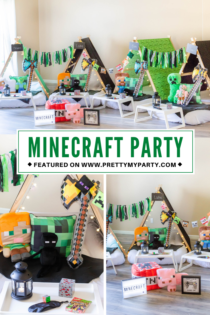 Minecraft Sleepover Teepee Party on Pretty My Party