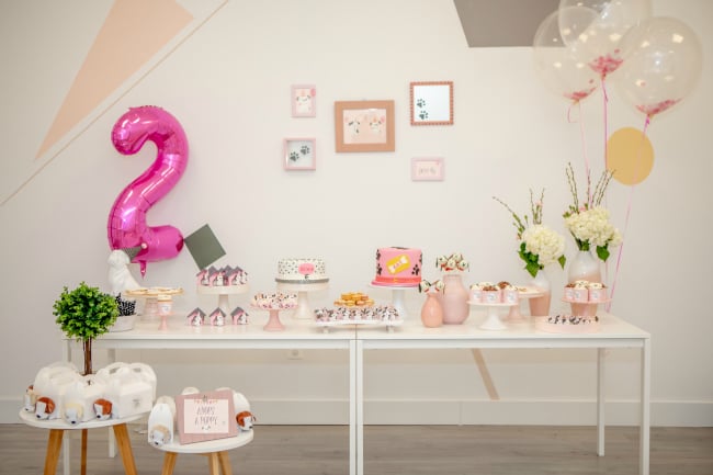 Pink Puppy Party Dessert Table