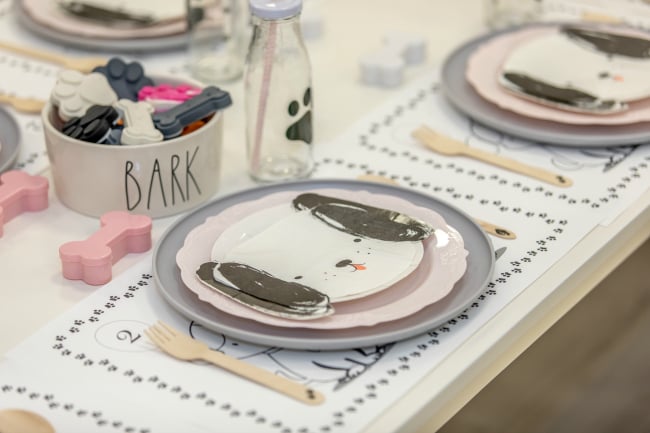 Pink Puppy Party Place Settings