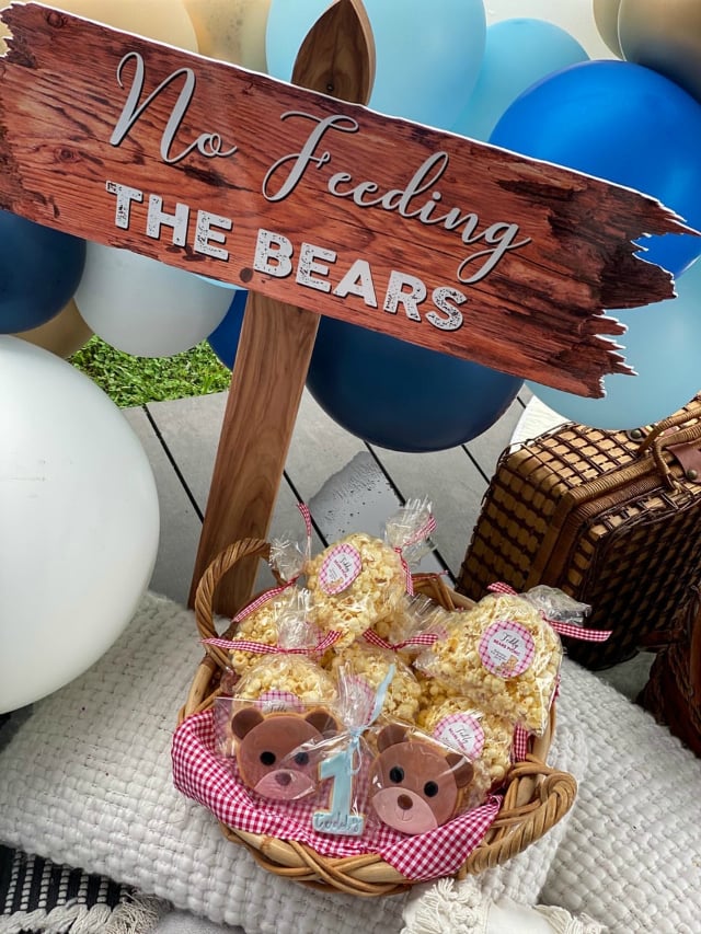 Teddy Bear Picnic Birthday Party Favors Sign