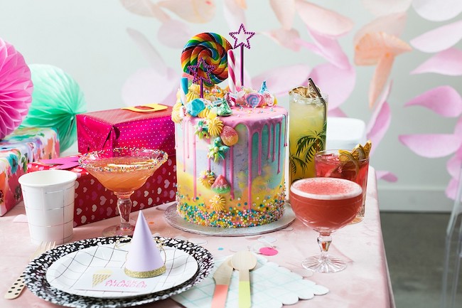 Bright, Colorful Drip Birthday Cake