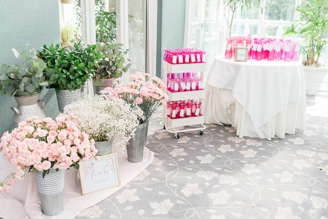 Indoor Garden Party Bridal Shower Flower Bar